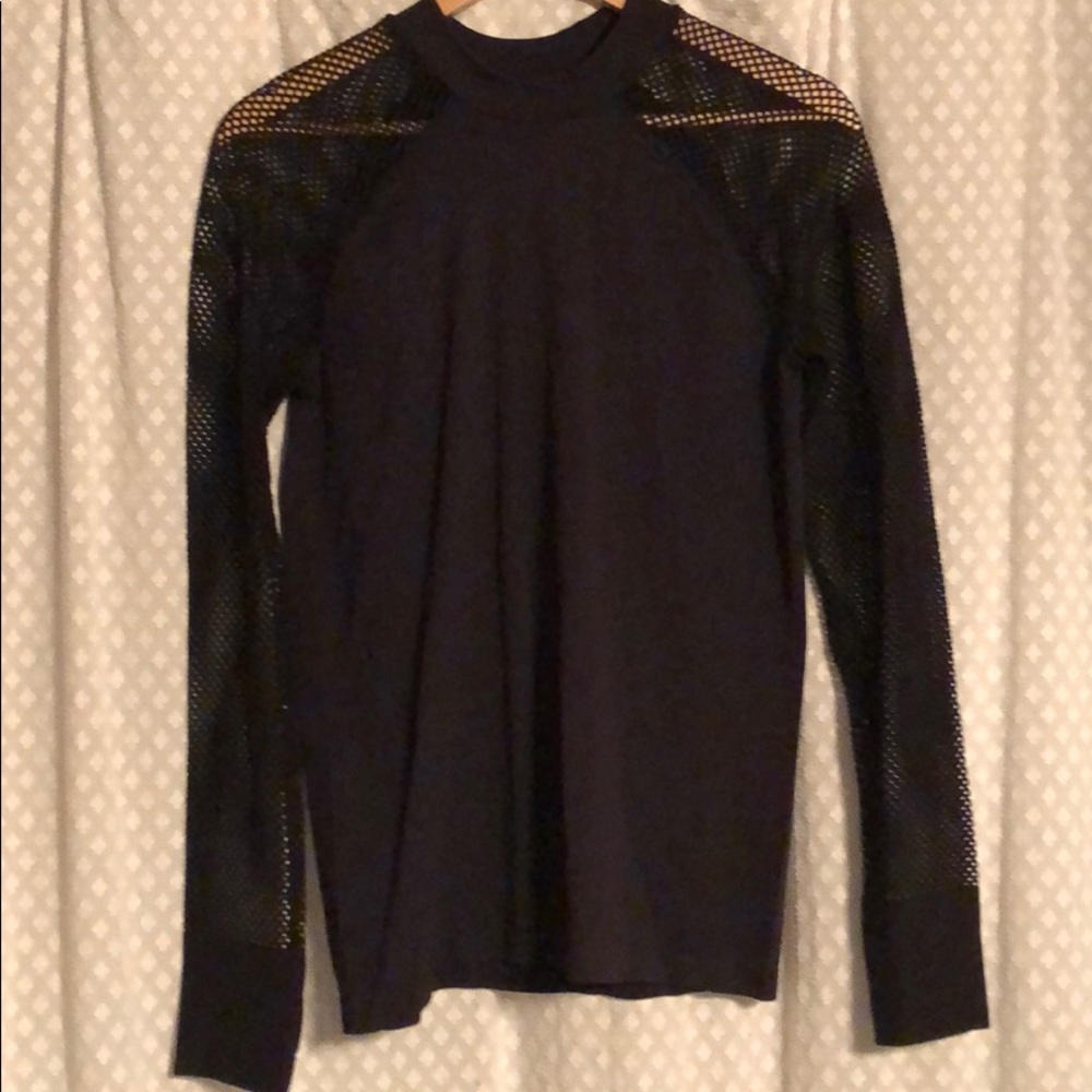 Fabletica navy top with mesh sleeves